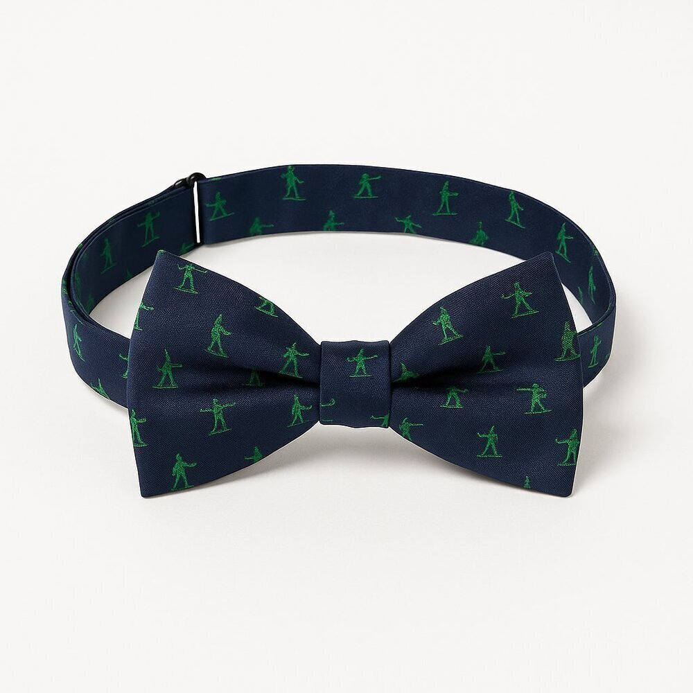 Bow Tie Tuesday silk bow tie with green army men - adjustable size